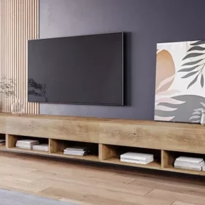 WILLA A brown TV cabinet with open shelving