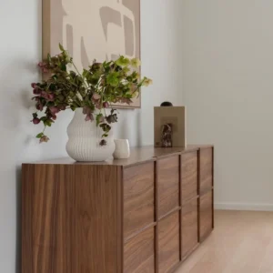 Wood-look laminated particle board office storage cabinet