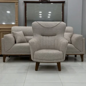 Neutral 5-seater 3-1-1 sofa set with 3-seater and individual chair
