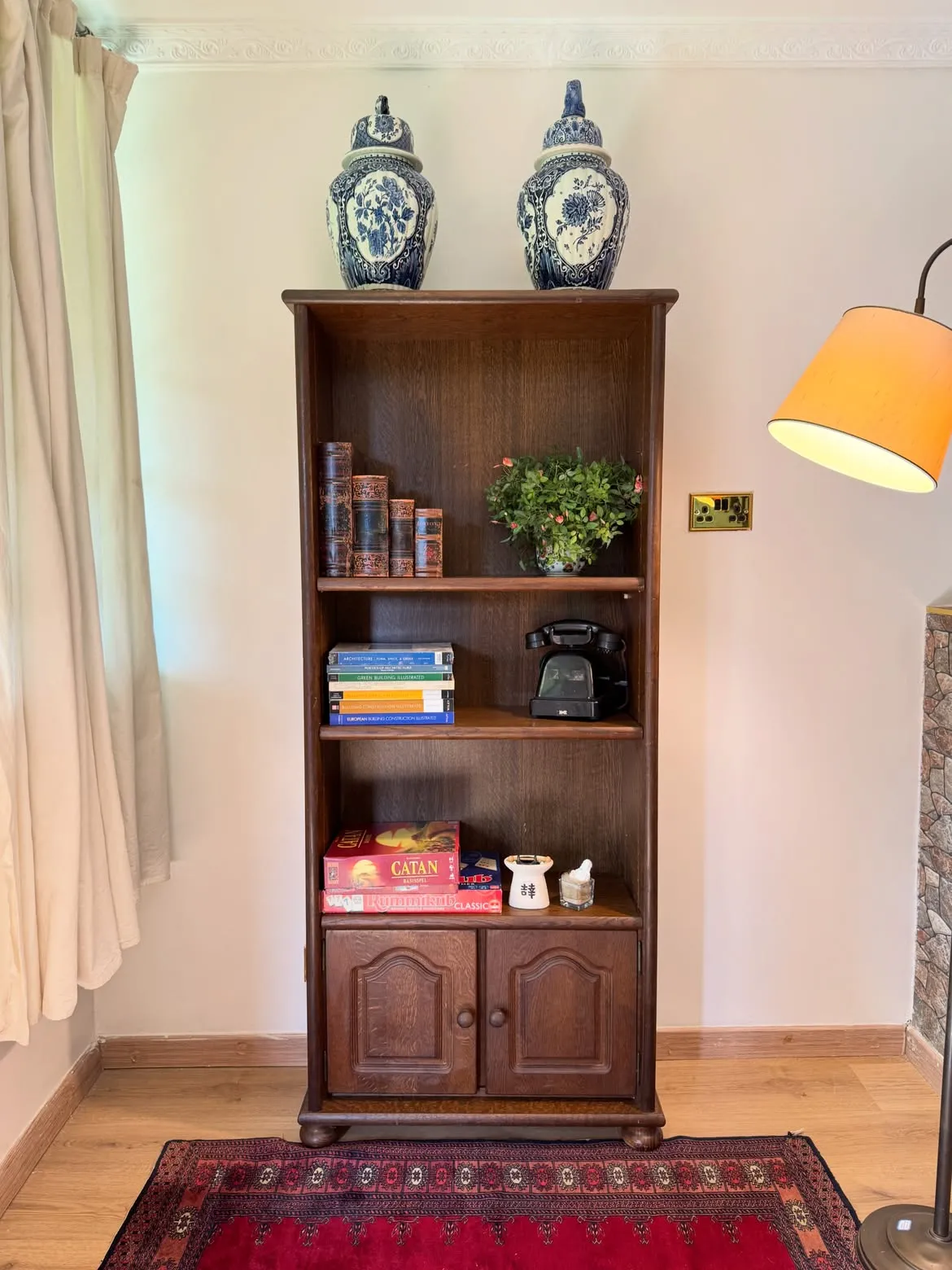 Baldwin Antique-Style Wooden Bookshelf with Lower Cabinet — Kenya