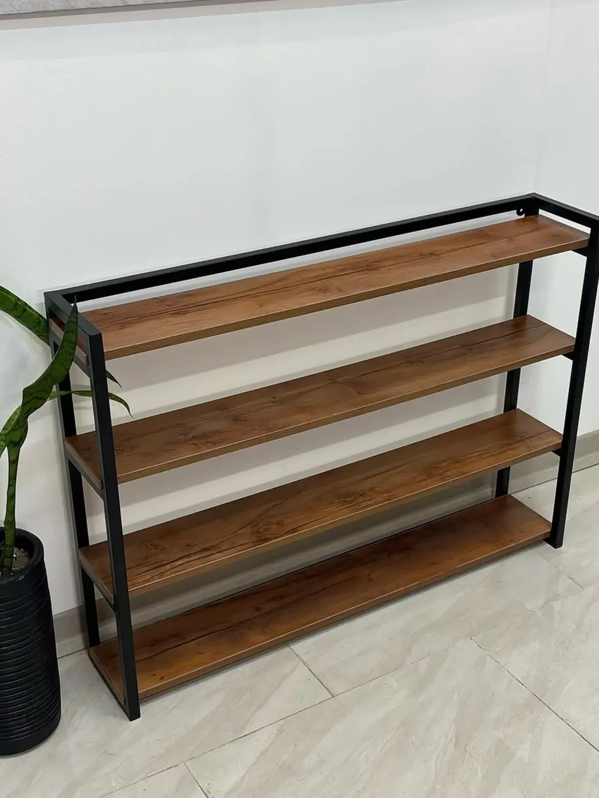 Monsoon Abbott Open Shoe Rack, Brown Shelves, Black Frame