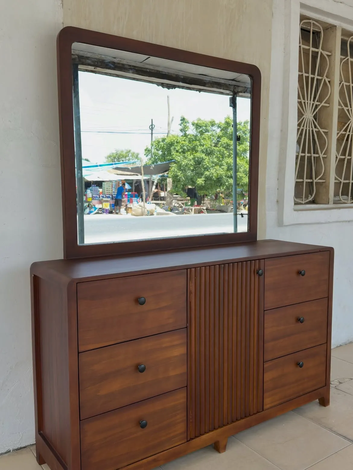 Monsoon Adelphi Mahogany Dressing Table, 6 Drawers, Mirror, Kenya - Image 3