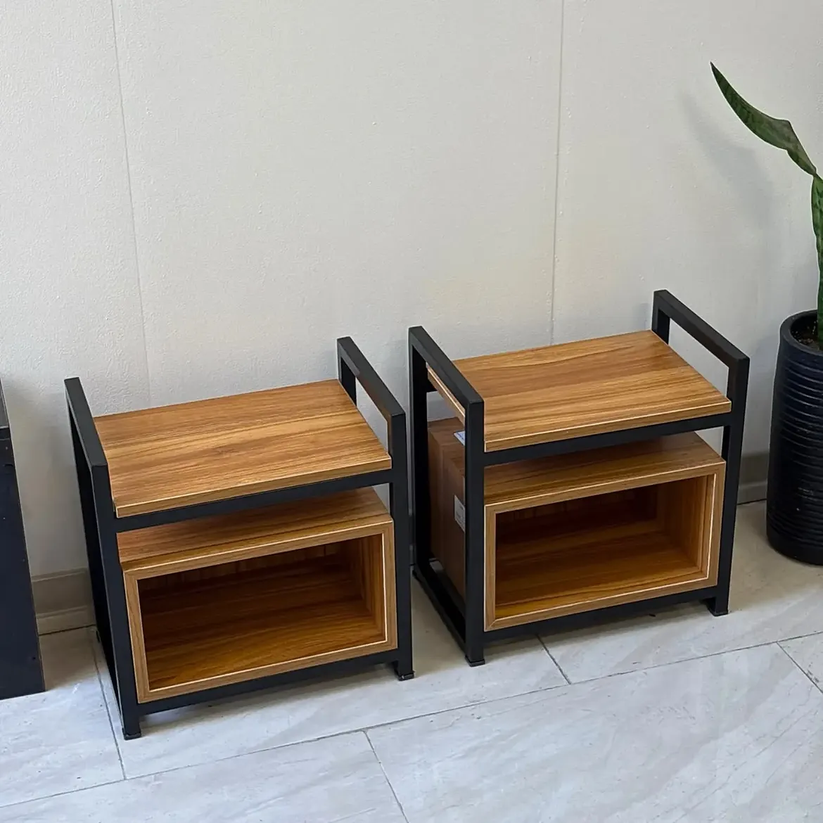 Monsoon Ainsley Bedside Table, Open Cubby, Brown & Black — Kenya - Image 2