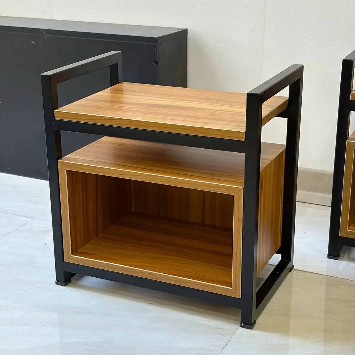 Monsoon Ainsley Bedside Table, Open Cubby, Brown & Black — Kenya