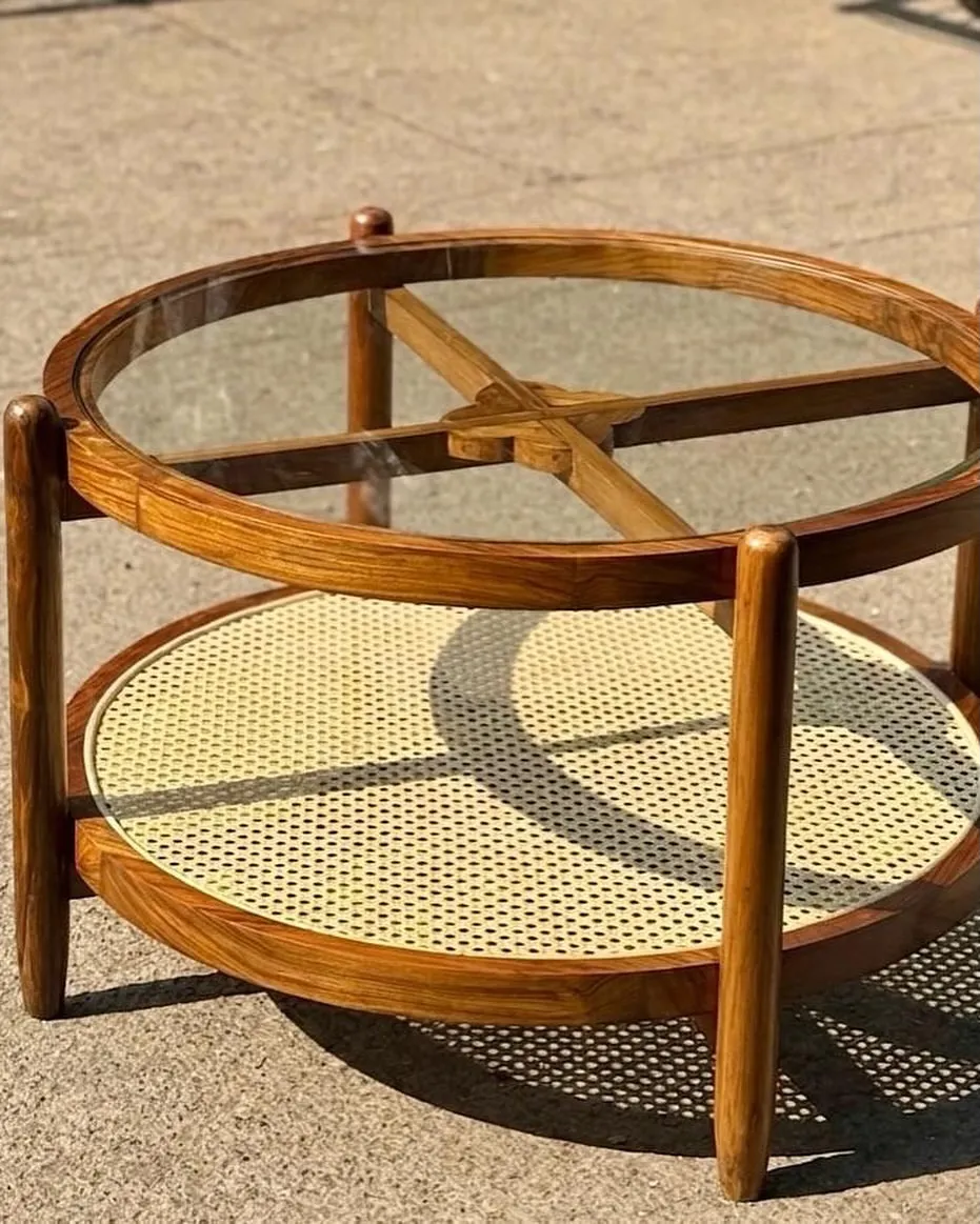 Monsoon Ainsley Rattan & Mirror Coffee Table, Round
