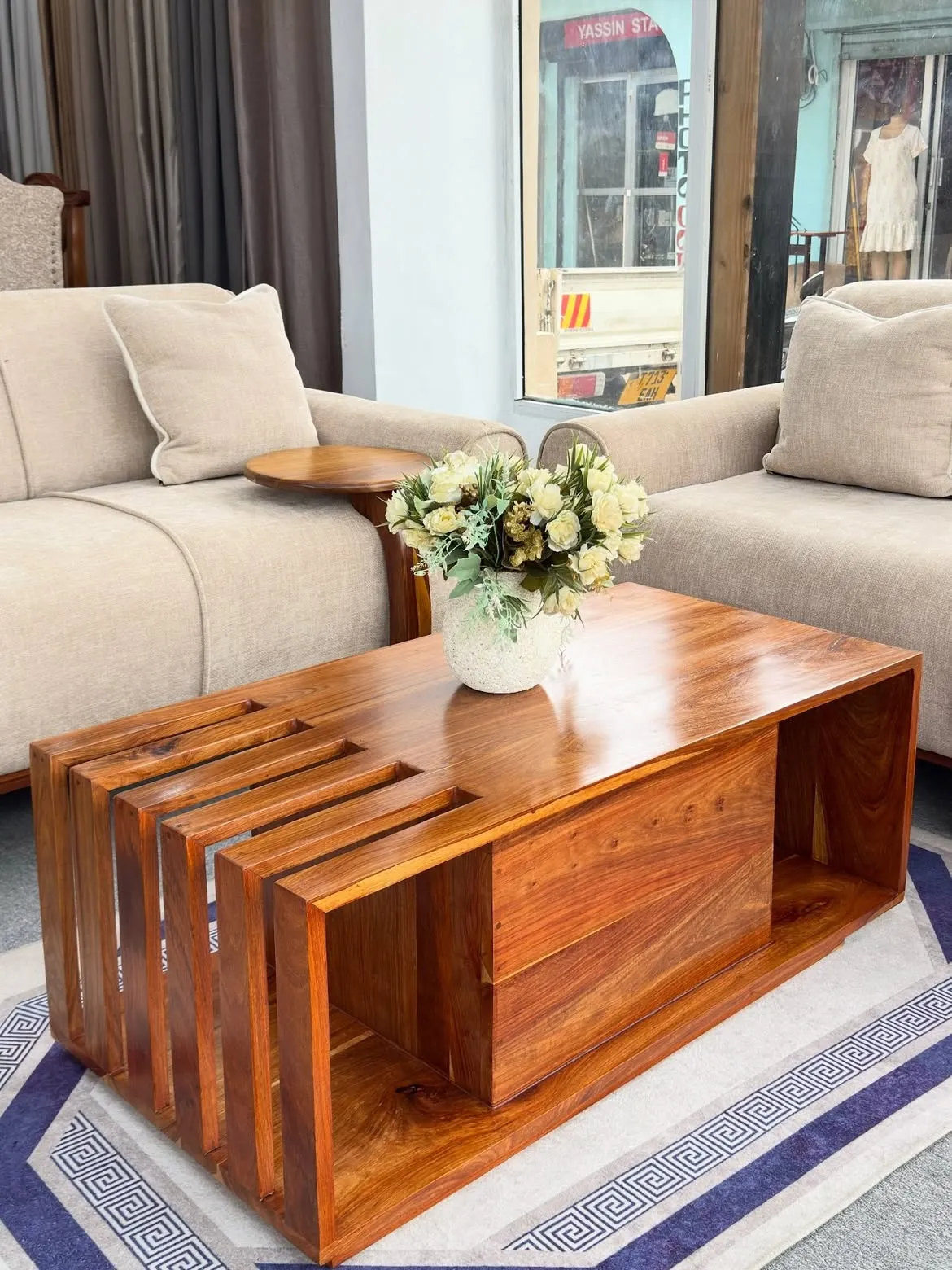 Monsoon Alderbury Mahogany Coffee Table, Slatted Side