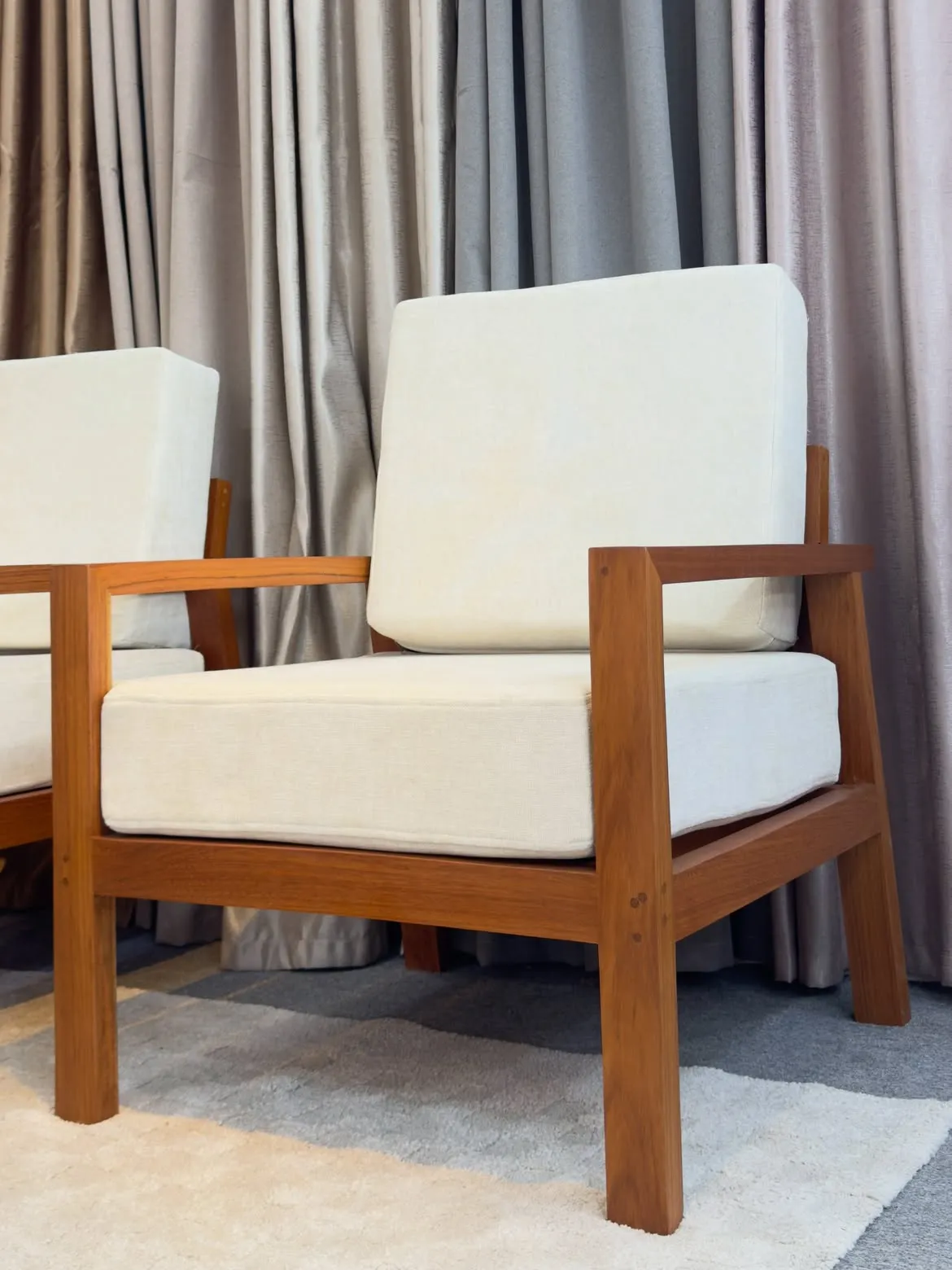 Monsoon Ashby Lounge Chair, Mkongo Hardwood, Cream - Image 3