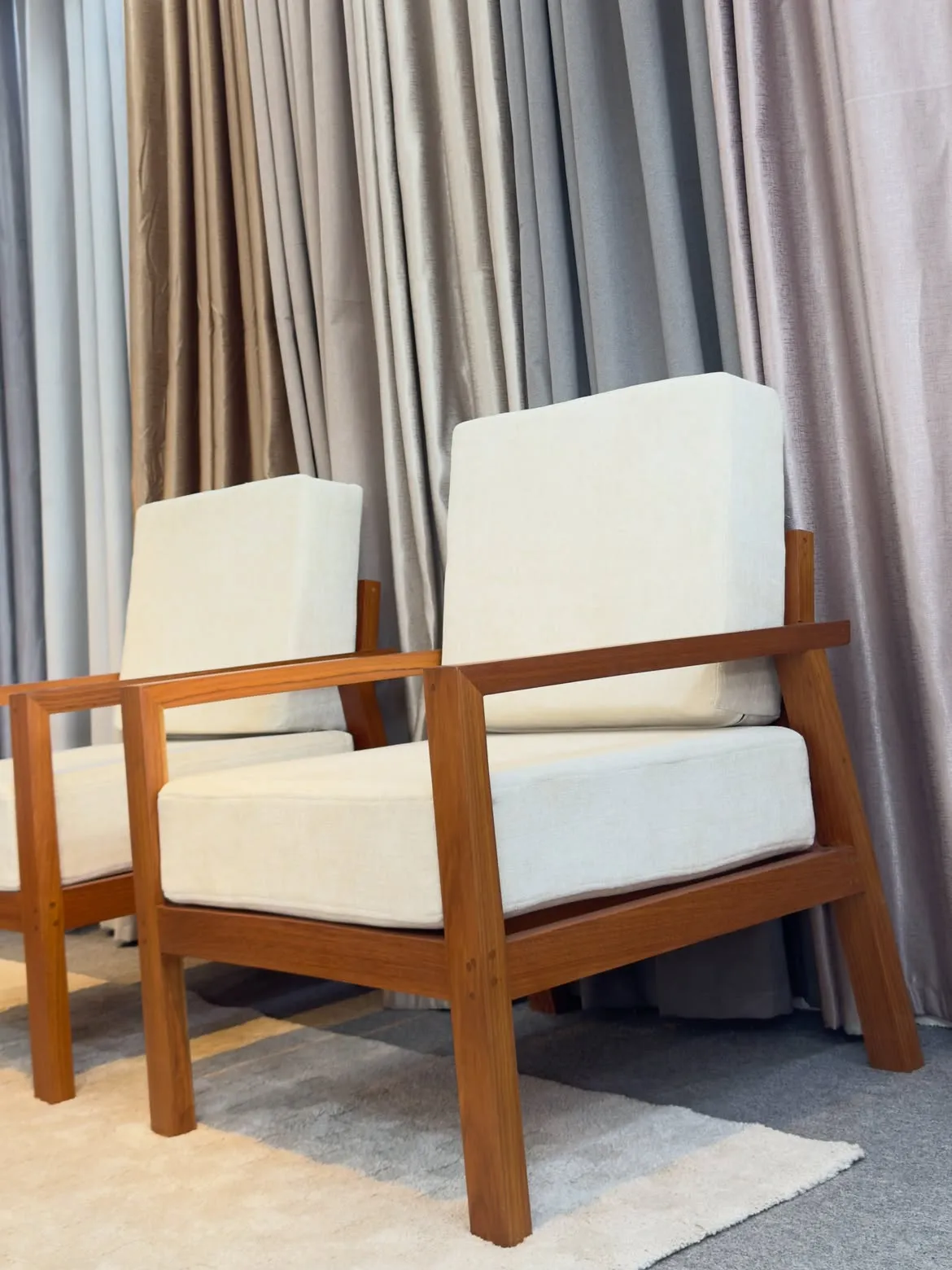 Monsoon Ashby Lounge Chair, Mkongo Hardwood, Cream - Image 2