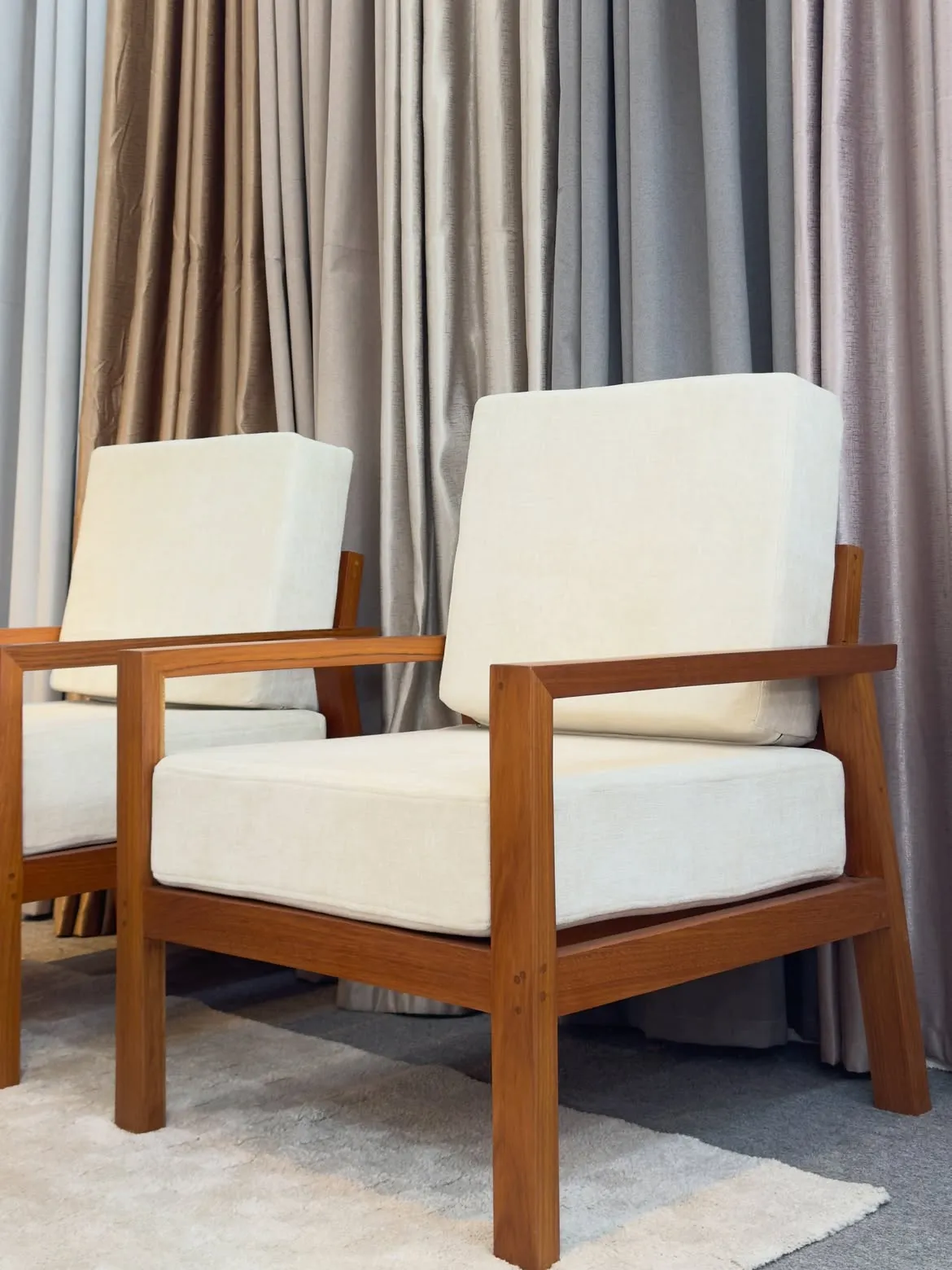 Monsoon Ashby Lounge Chair, Mkongo Hardwood, Cream