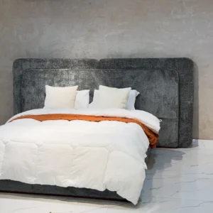 Astoria dark grey 6×6 upholstered bed with wide padded headboard