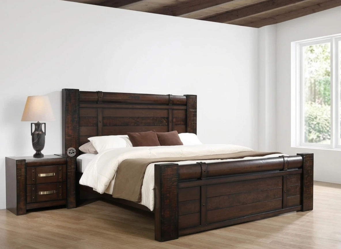 Monsoon Bayridge Wooden Bed, 6×6, Rustic Rail Design, Kenya - Image 2