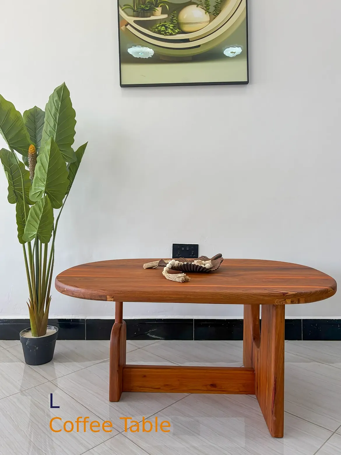 Monsoon Bayvale L Coffee Table, Rounded Wooden Design, Kenya - Image 2