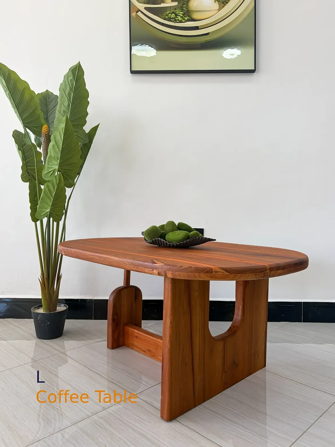 Monsoon Bayvale L Coffee Table, Rounded Wooden Design, Kenya