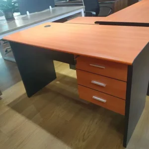 Monsoon Beckett 1.4M wood-tone office desk with three drawers