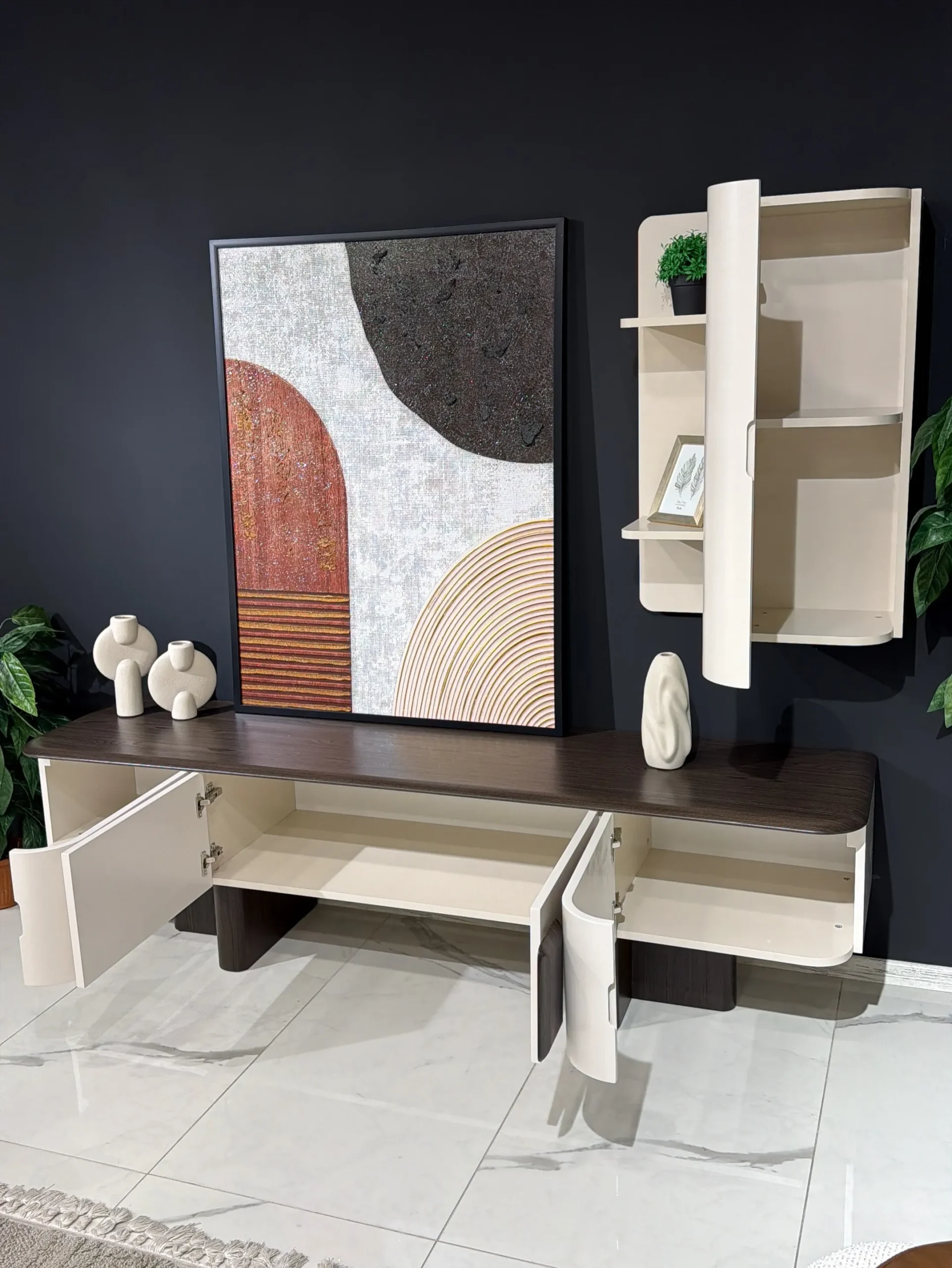 Monsoon Beckett TV Stand, Two-Tone Design, Kenya - Image 2