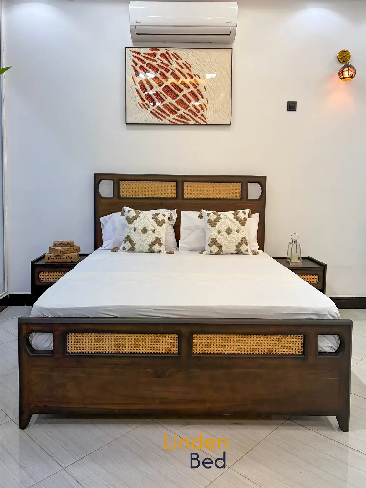 Monsoon Beechmere Linden Bed, 6×6 Woven Panels, Dark Brown, Kenya