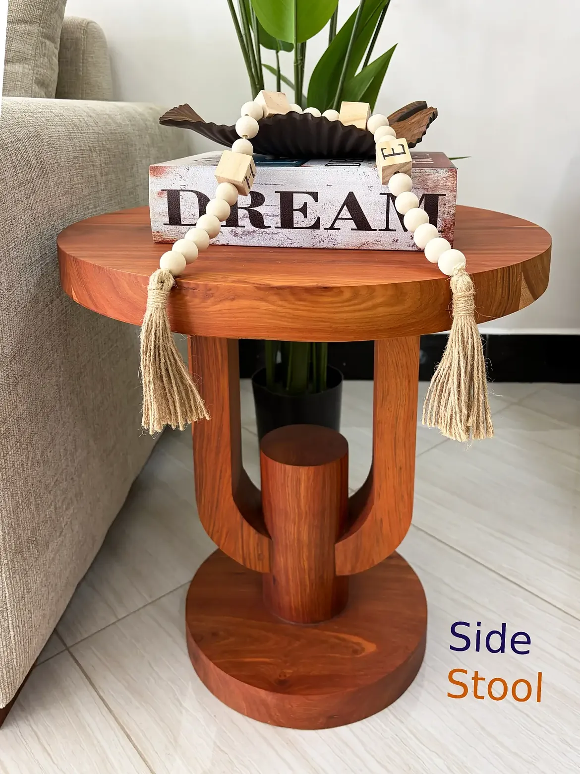 Monsoon Birchbrook Sculptural Side Table, Round Wooden Design, Kenya
