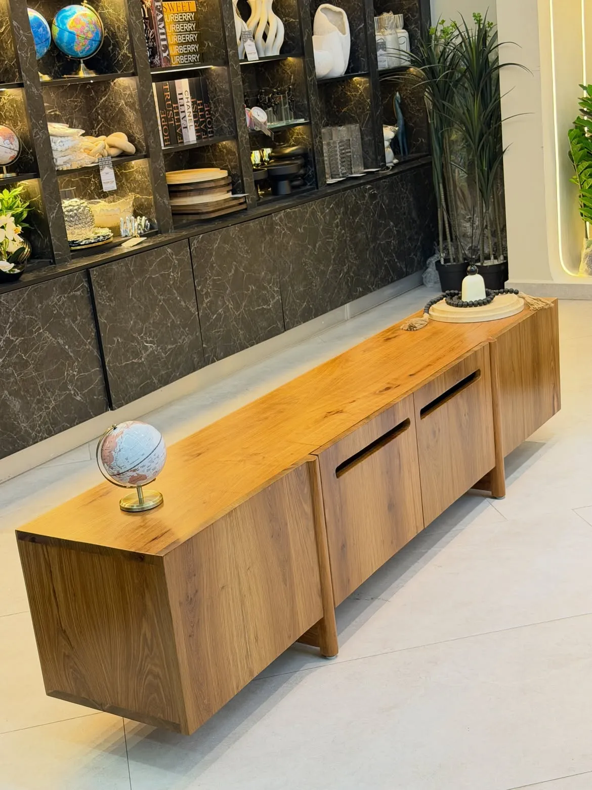 Monsoon Birchleigh Mninga TV Stand, 7 Feet, Natural Finish, Kenya
