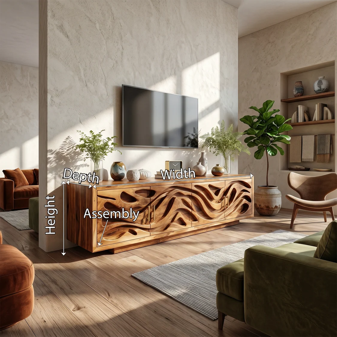 Monsoon Bluebridge TV Stand, Sculptural Cut-Out Design - Image 2