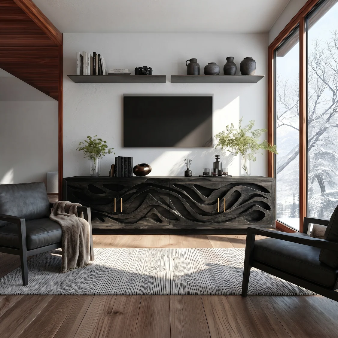 Monsoon Bluebridge TV Stand, Sculptural Cut-Out Design - Image 3
