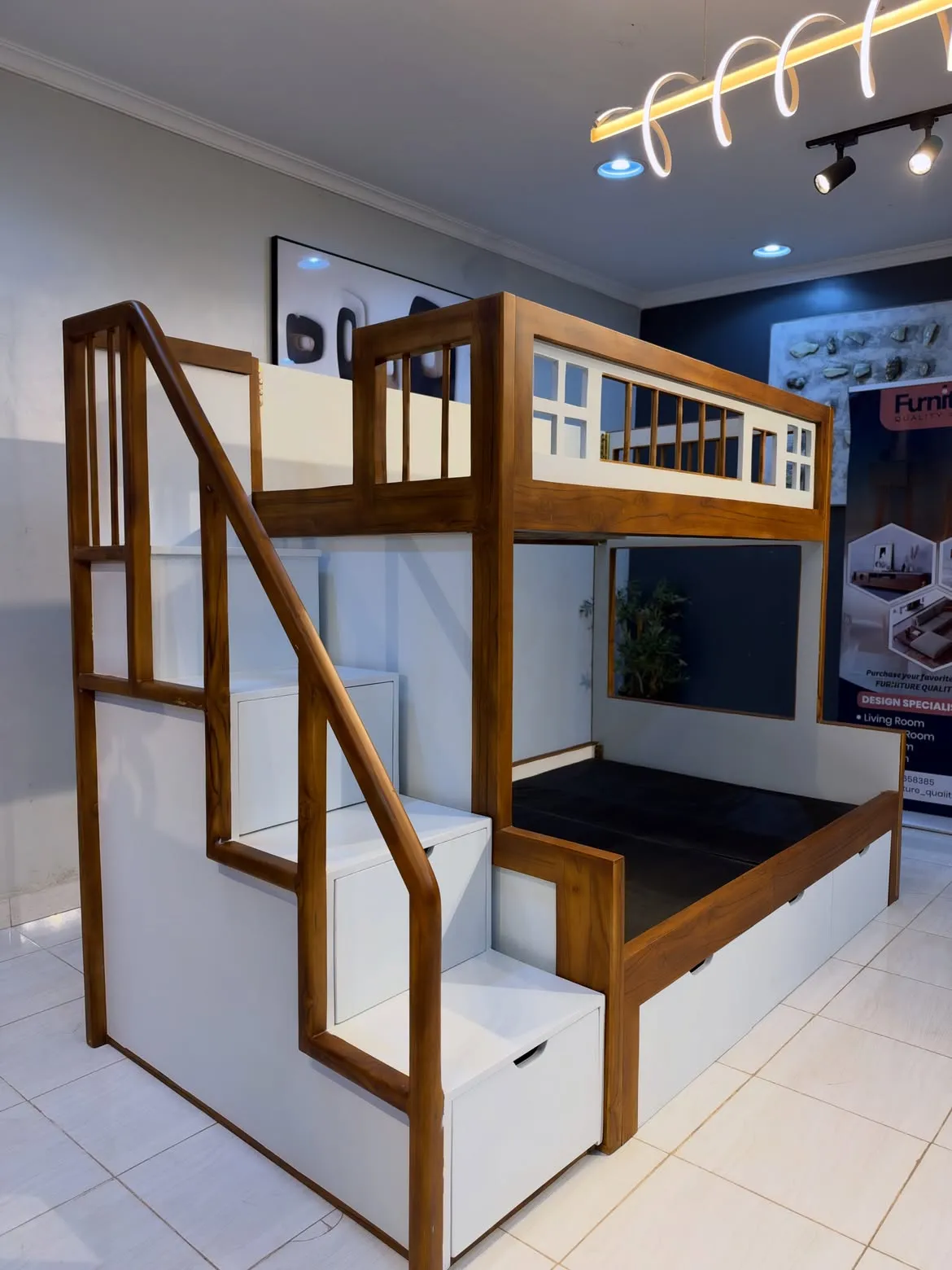 Monsoon Bolton Double Decker Bed, 5×6 & 4×6, Storage Stairs