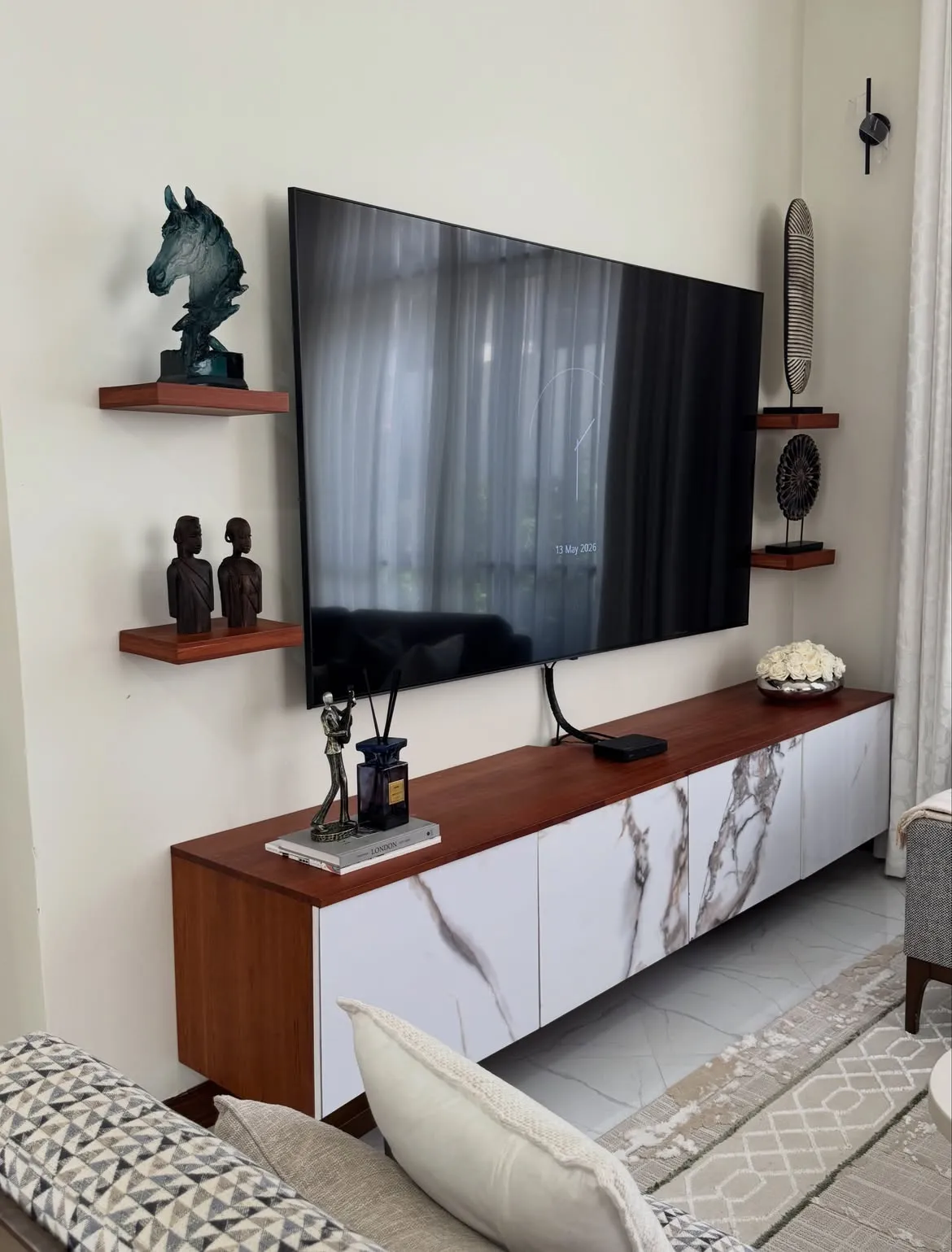 Monsoon Braemar Floating TV Cabinet, Marble-Look Front, Kenya - Image 2