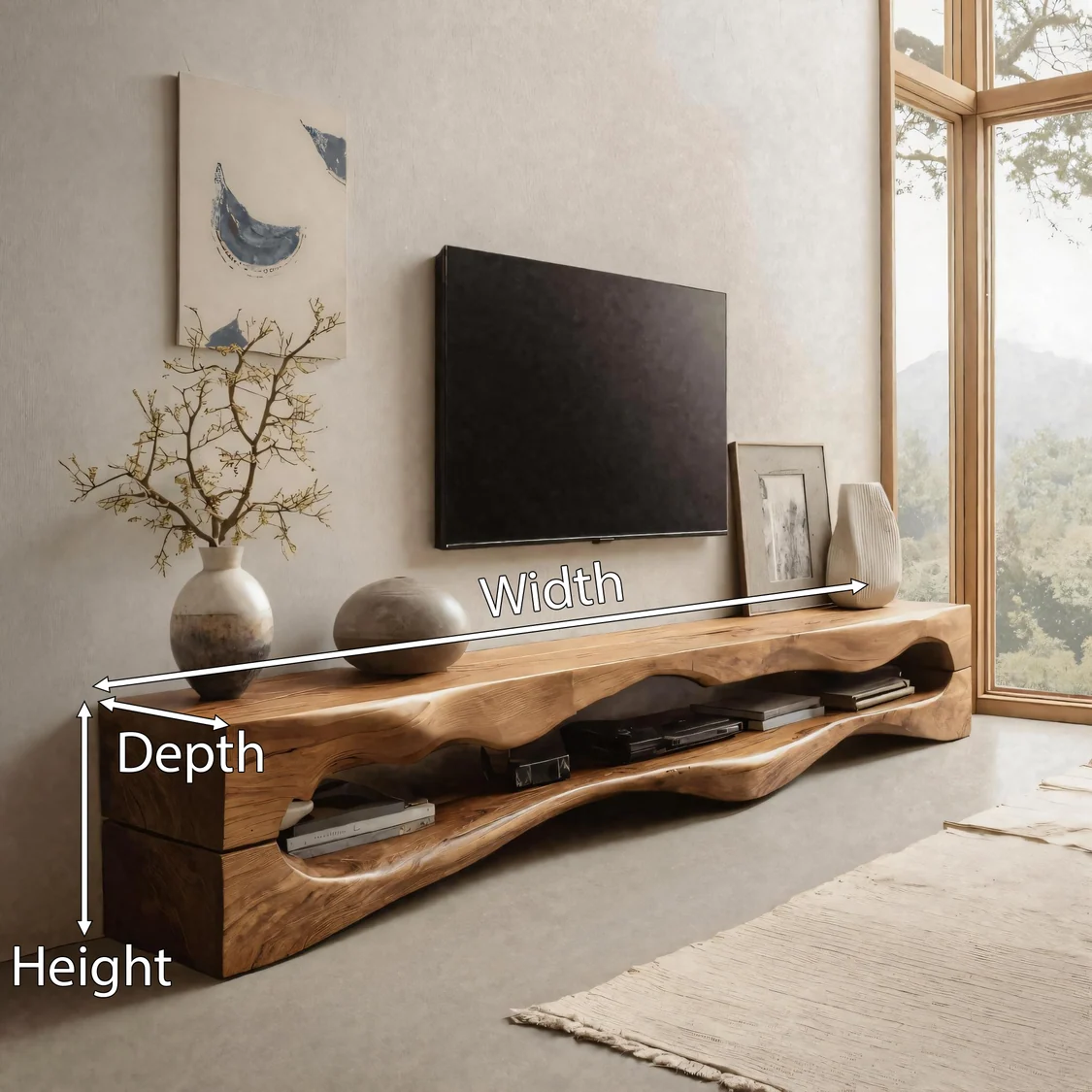 Monsoon Braemar Sculptural TV Stand, Wavy Open Shelf, Kenya - Image 4