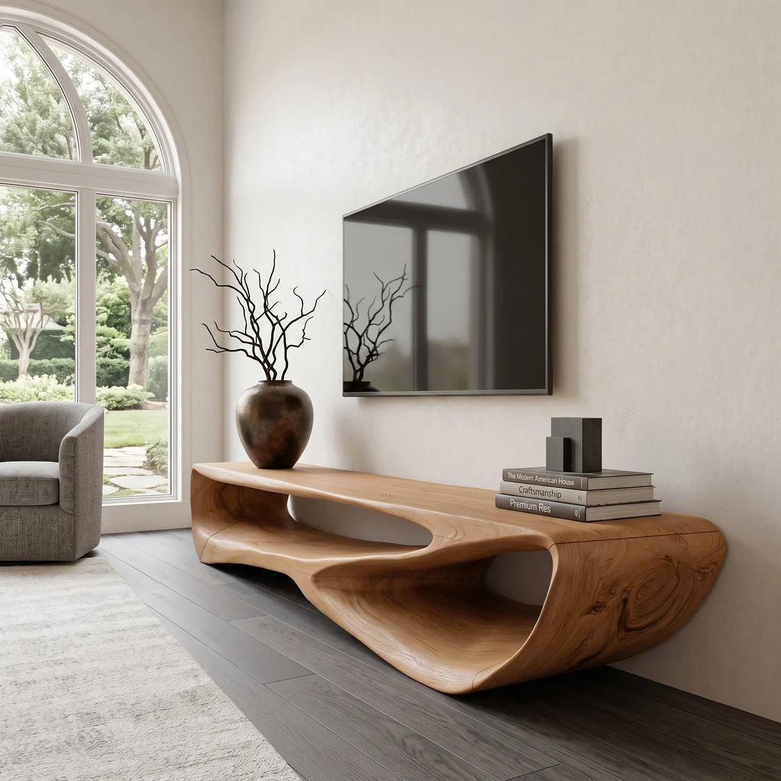 Monsoon Briarborough Curved TV Stand, Dark Brown, Kenya - Image 4