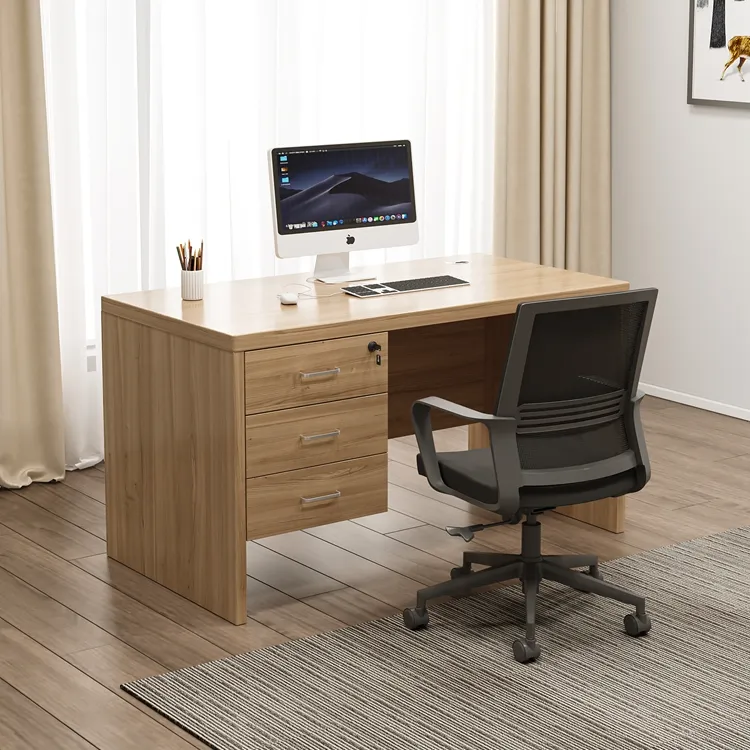 Monsoon Brookfield 1.4M Office Desk with Drawers, Natural Wood Kenya - Image 3
