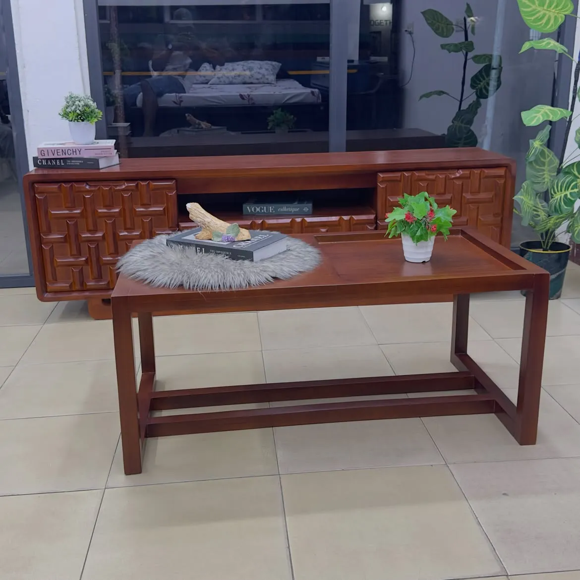 Monsoon Calder TV Stand, 7 Feet Geometric Front, Kenya - Image 4
