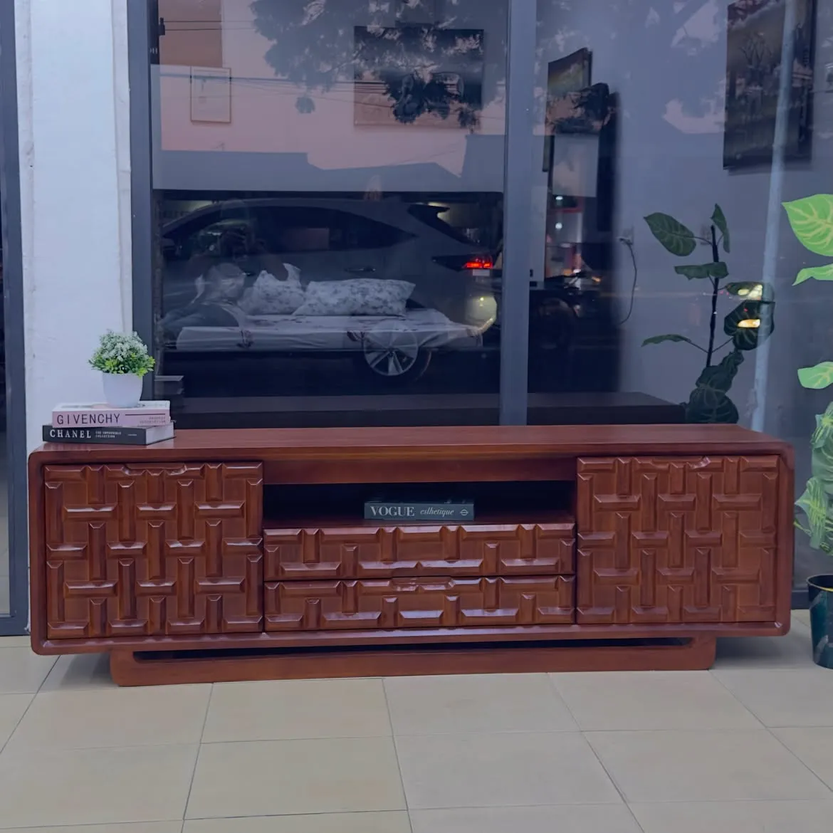 Monsoon Calder TV Stand, 7 Feet Geometric Front, Kenya - Image 2