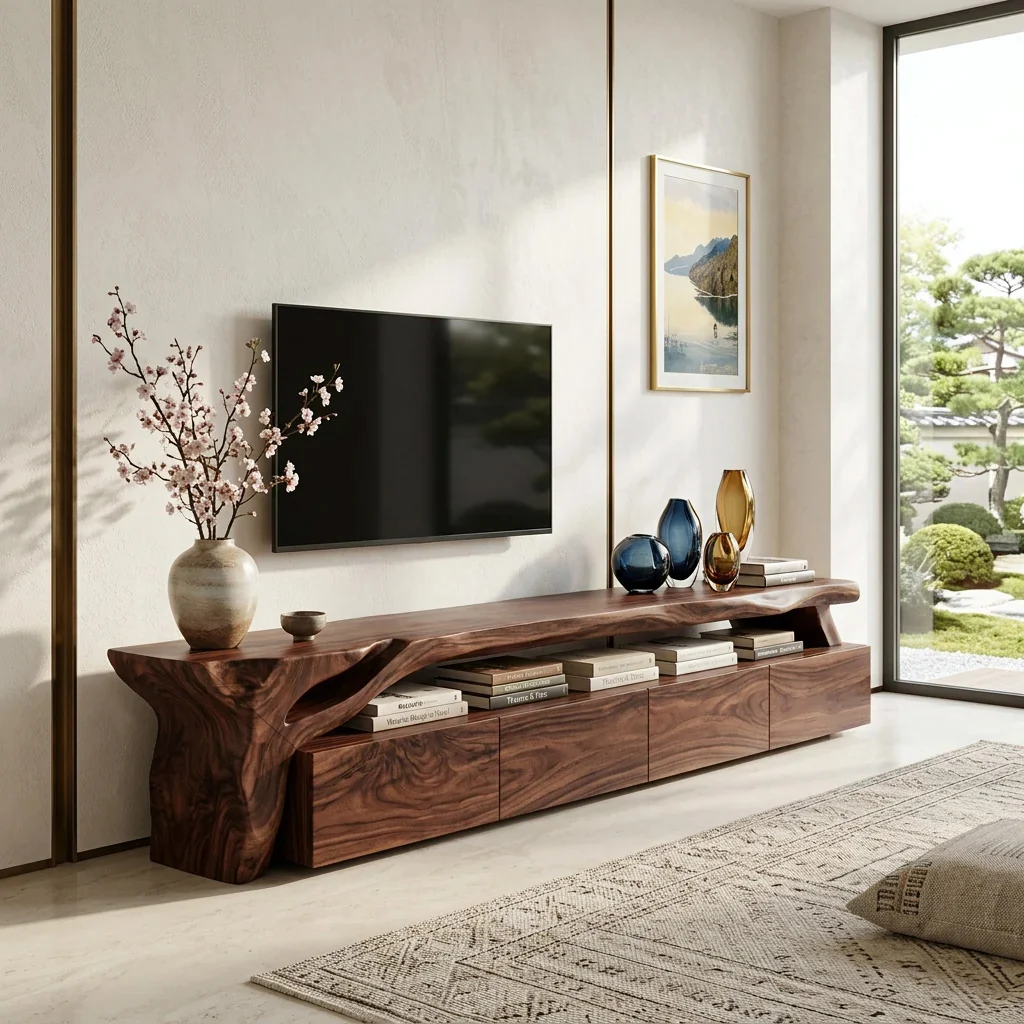 Monsoon Cloverbridge TV Stand, Natural-Edge Wood-Look, Kenya - Image 3