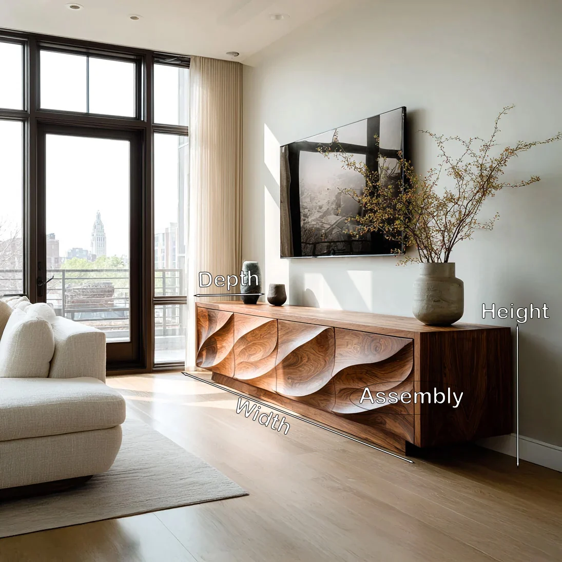 Monsoon Cloverhurst Organic Wood-Look TV Cabinet, Kenya - Image 2