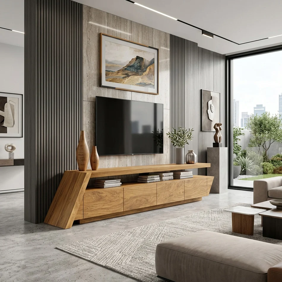 Monsoon Elmbury Geometric TV Stand, Angled Ends, Kenya - Image 4