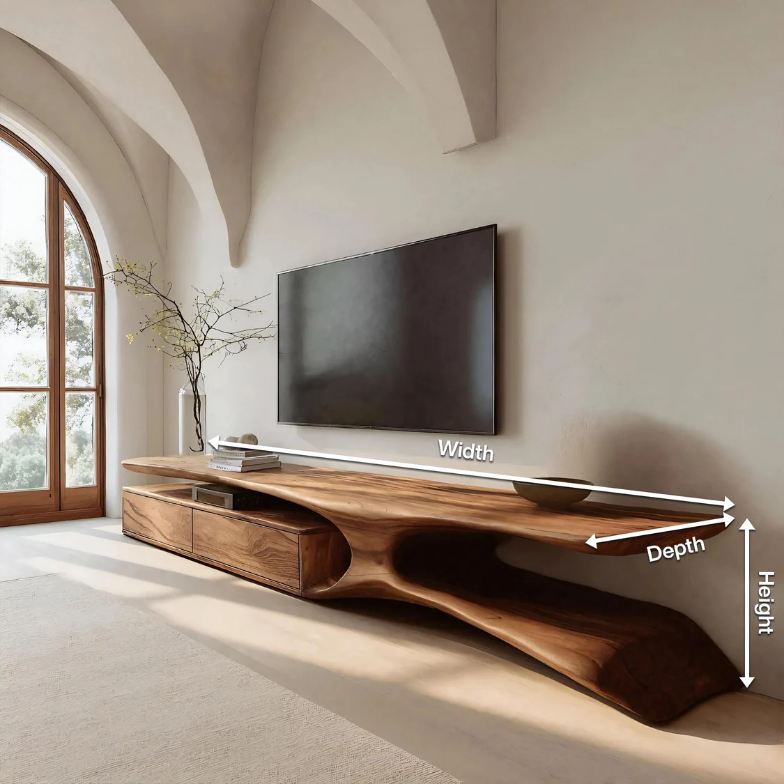 Monsoon Ferngate Curved TV Stand, Open Storage, Kenya - Image 4