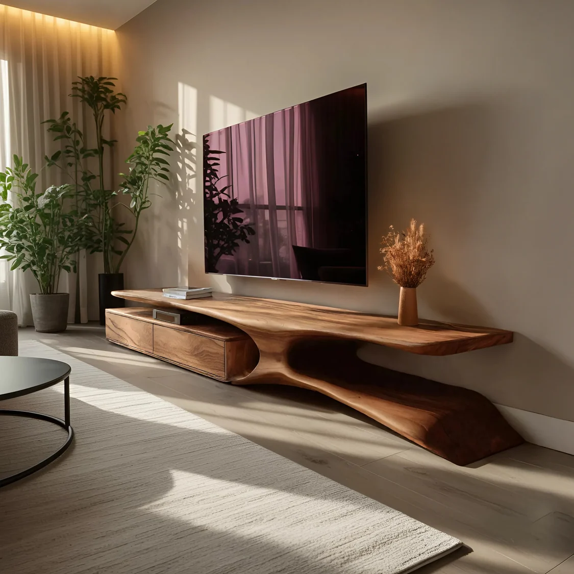 Monsoon Ferngate Curved TV Stand, Open Storage, Kenya - Image 3