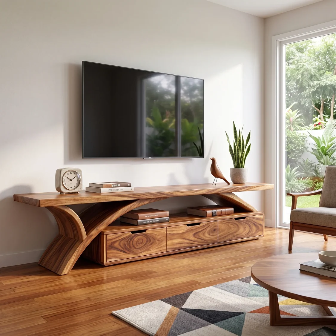 Monsoon Glenfield TV Stand, Sculptural Arch Base, Kenya - Image 3