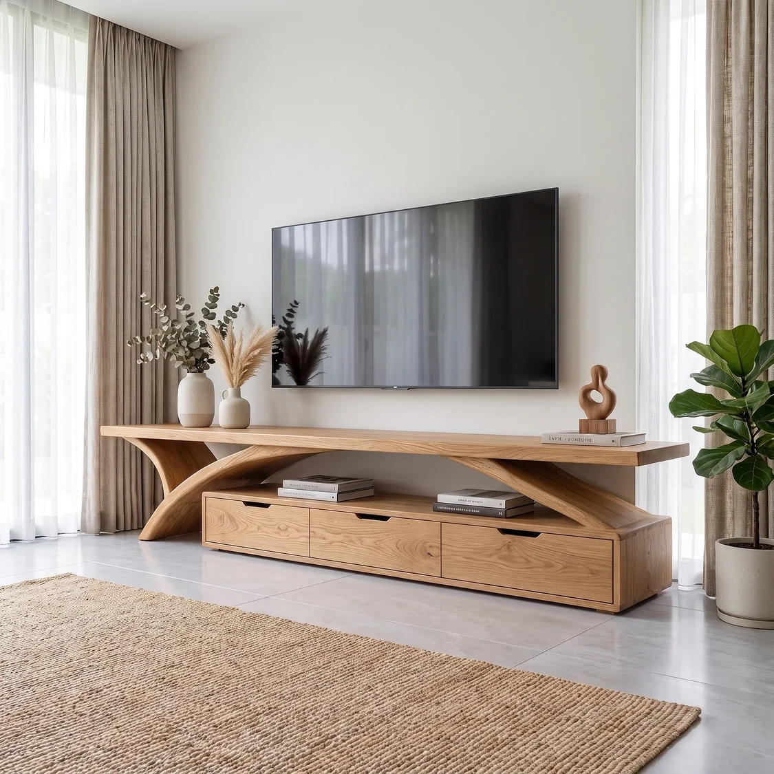 Monsoon Glenfield TV Stand, Sculptural Arch Base, Kenya - Image 2