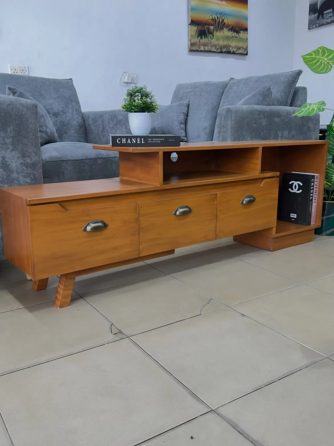 Monsoon Hartbourne TV Stand, 7 Feet, Stepped Design, Kenya