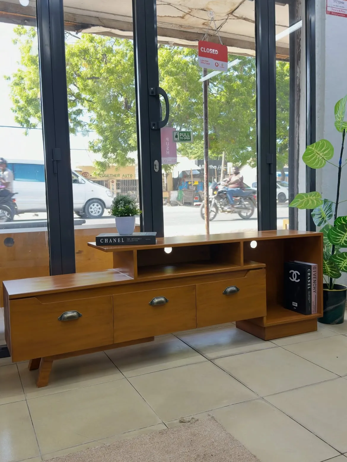 Monsoon Hartbourne TV Stand, 7 Feet, Stepped Design, Kenya - Image 3