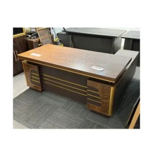 Monsoon Hawthorne 1.4M executive office desk with dark wood-look finish