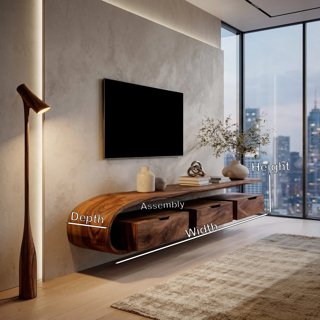 Monsoon Hazelfield Curved TV Stand, Floating Design, Kenya - Image 3