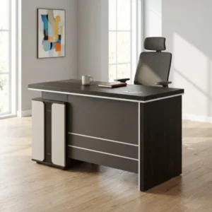 Monsoon Langford 1.2M dark office desk with integrated storage