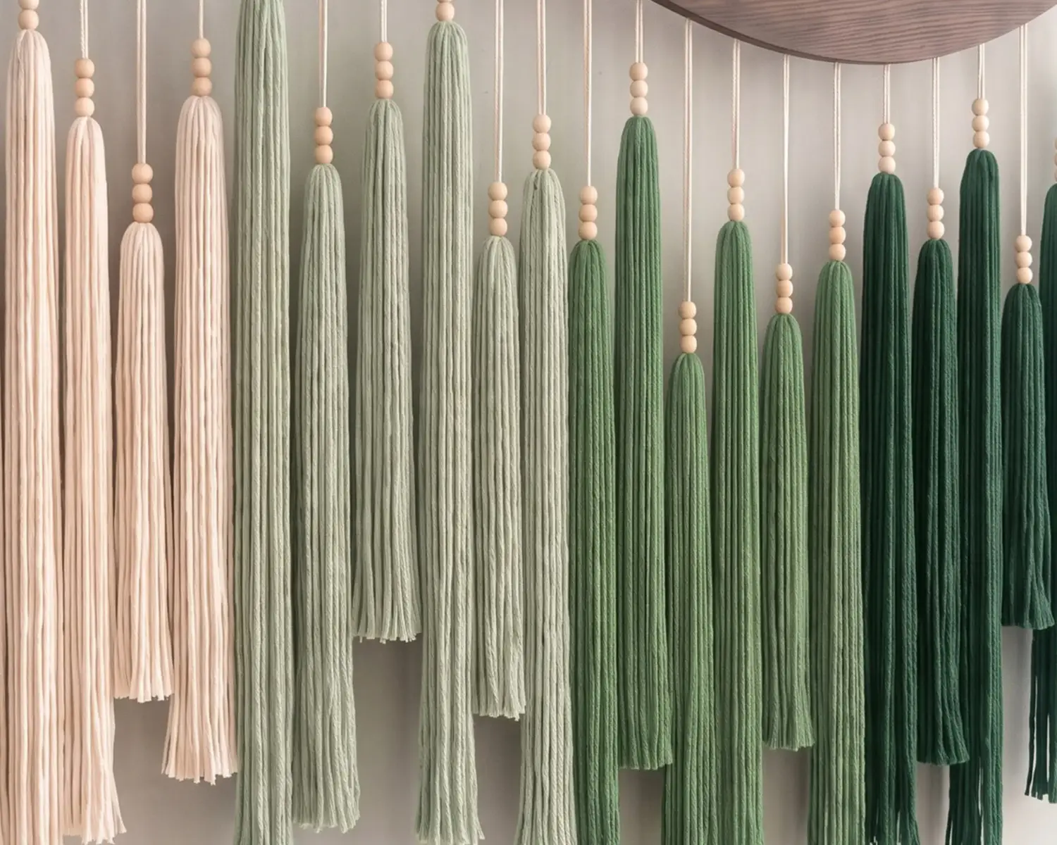 Monsoon Ombre Tassel Wall Art, Green & Cream Kenya - Image 3