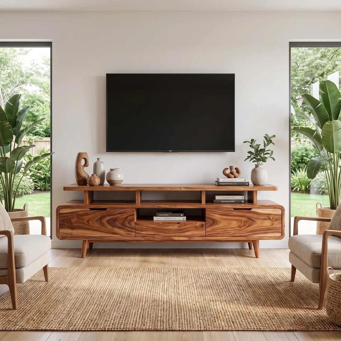 Monsoon Rosevale TV Stand, Raised Open Shelves, Kenya - Image 4