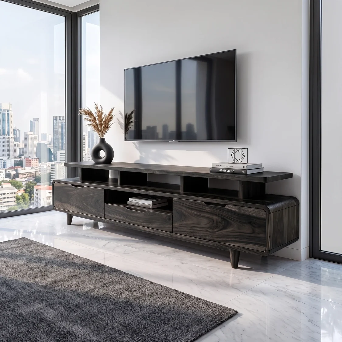 Monsoon Rosevale TV Stand, Raised Open Shelves, Kenya - Image 3