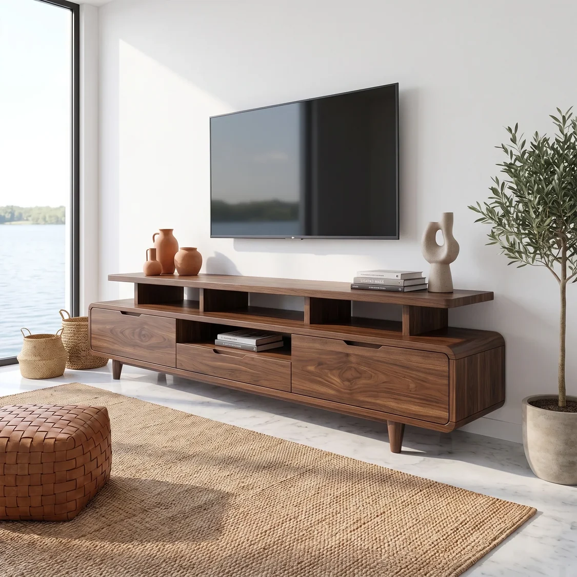 Monsoon Rosevale TV Stand, Raised Open Shelves, Kenya - Image 2