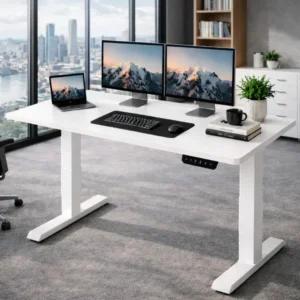 Monsoon Sutton white electric height adjustable office desk